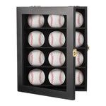 12 Wooden Baseball Display Case Wall-Mounted Baseball Case Display Cabinet for Baseballs Baseball Shelf Holder for Home Gym School