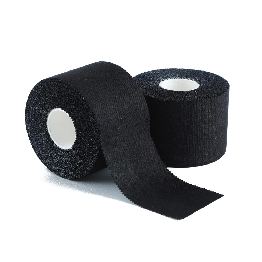 popbob (2 Pack Black Athletic Sports Tape 2 Inch x 15 Yards Very Strong Adhesive and Hypoallergenic Breathable Cotton Sports Tape for Bats Tennis and Boxing