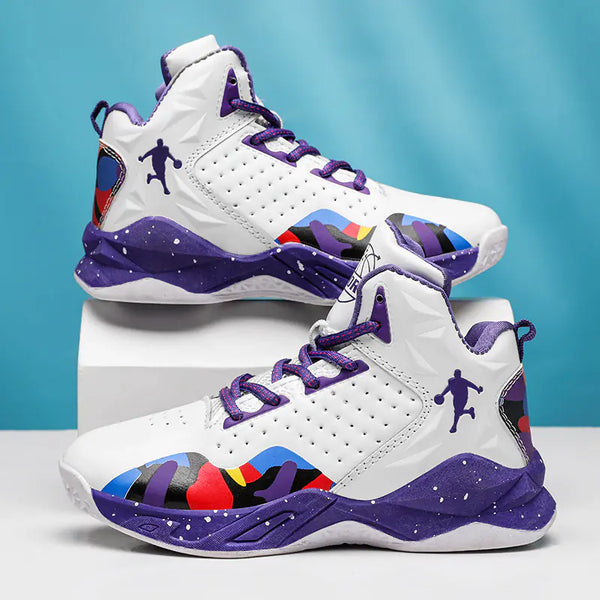 Korean Style Kids Basketball Shoes - Breathable Black/White