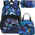 Kids Backpack for Little Boys Girls Luminous Soccer Preschool Bookbag with Lunch Box Pencil Case Set Toddler Kindergarten School Bag