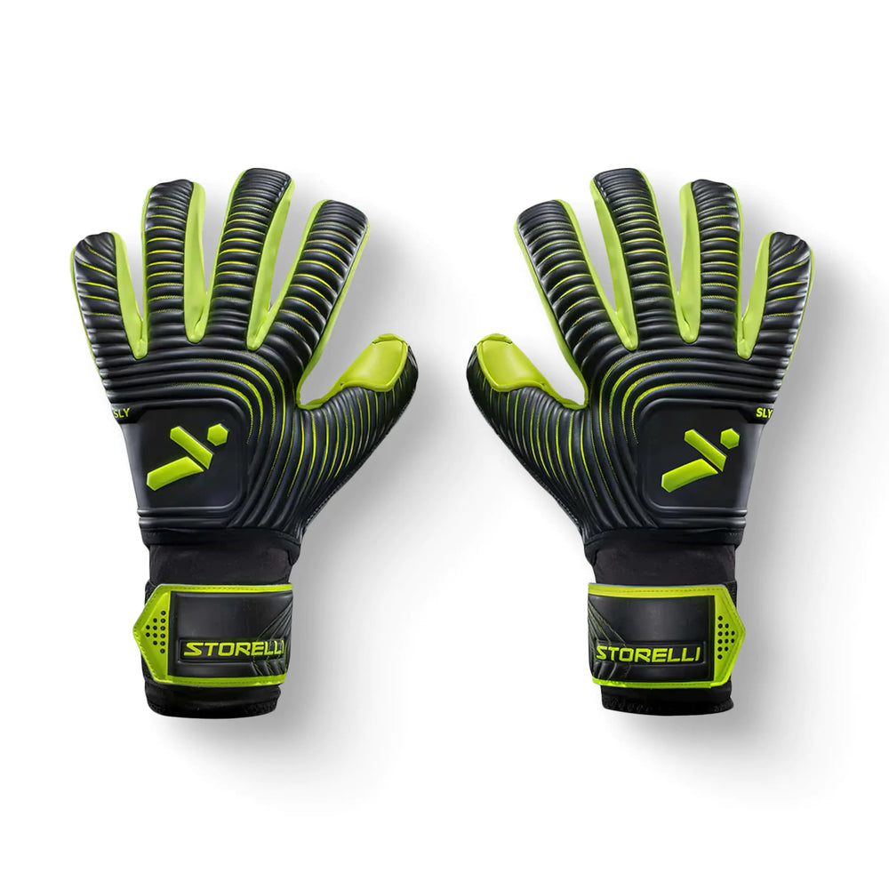 Storelli Silencer Sly Goalkeeper Gloves Soccer Accessories Sports Equipment High-Impact Hand Protection with Removable Finger Spines Unisex Youth Glove Bag Included Black Yellow Size 11