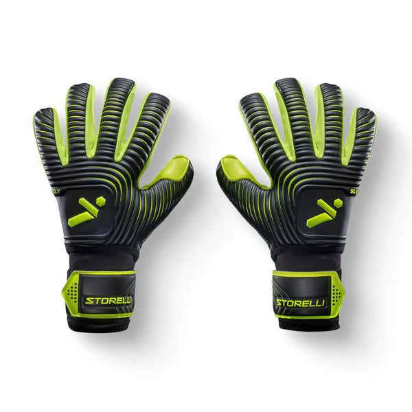 Storelli Silencer Sly Goalkeeper Gloves Soccer Accessories Sports Equipment High-Impact Hand Protection with Removable Finger Spines Unisex Youth Glove Bag Included Black Yellow Size 11