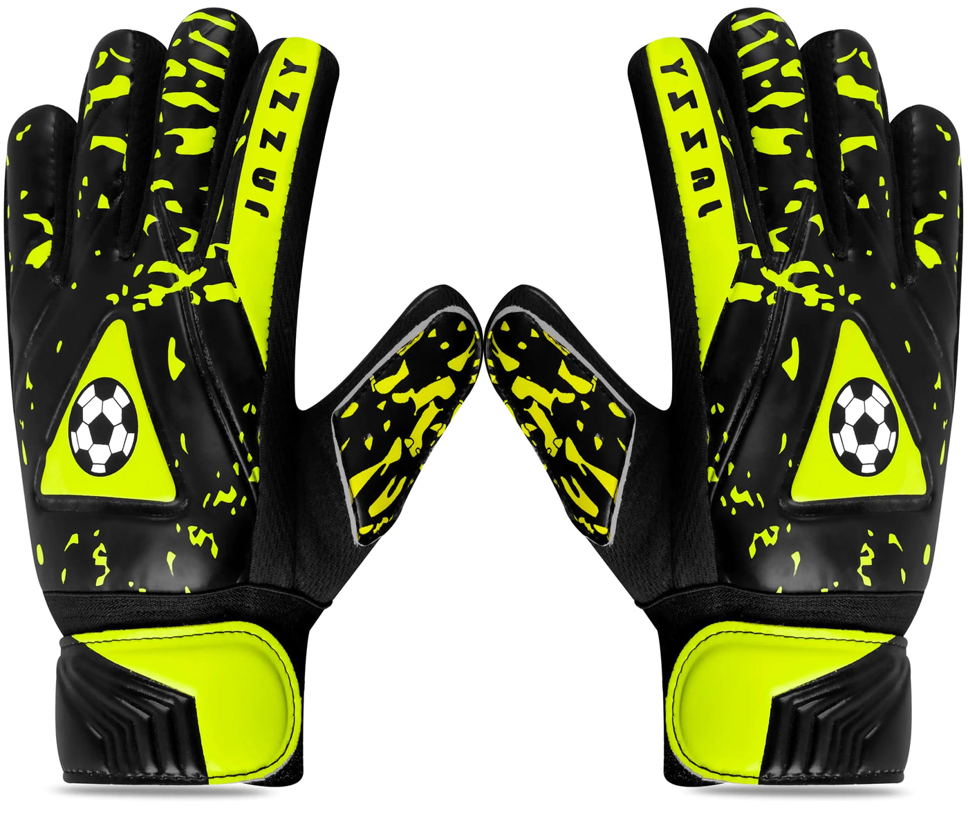 Jazzy Sports Goalkeeper Gloves for Youth Kids Goalie Gloves with Double Wrist Protection Non-Slip Latex Material Adult Soccer Goalkeeper Gloves (Yellow Size 8 Suitable for Size M-L Adult)