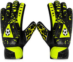 Jazzy Sports Goalkeeper Gloves for Youth Kids Goalie Gloves with Double Wrist Protection Non-Slip Latex Material Adult Soccer Goalkeeper Gloves (Yellow Size 8 Suitable for Size M-L Adult)