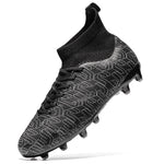 Boys Girls Soccer Cleats Outdoor High-Top Boys Football Cleats Lightweight Training Youth Soccer Shoes Tacos De Futbol para NiñosBlackBig Kid 3