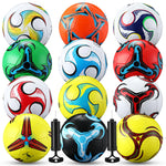 Lunmon 12 Pcs Soccer Ball Bulk with 2 Pumps Deflated Soccer Balls Football for Teens Adults Player Indoor Outdoor Sports Game Training Back to School Gift(Size 4Whirlwind Style)