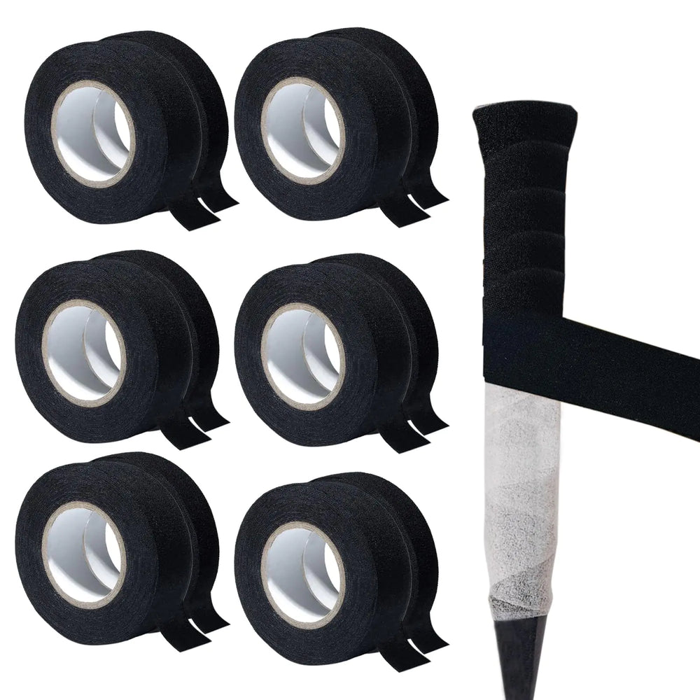 KOMPMP 12PCS Lacrosse Tape Hockey Tape - Adhesive Cotton Lacrosse Stick Tape Sweat-Absorbent Wear Resistant Hockey Stick Tape Non-slip Lacrosse Tape for Lacrosse Baseball Softball Bats (Black)