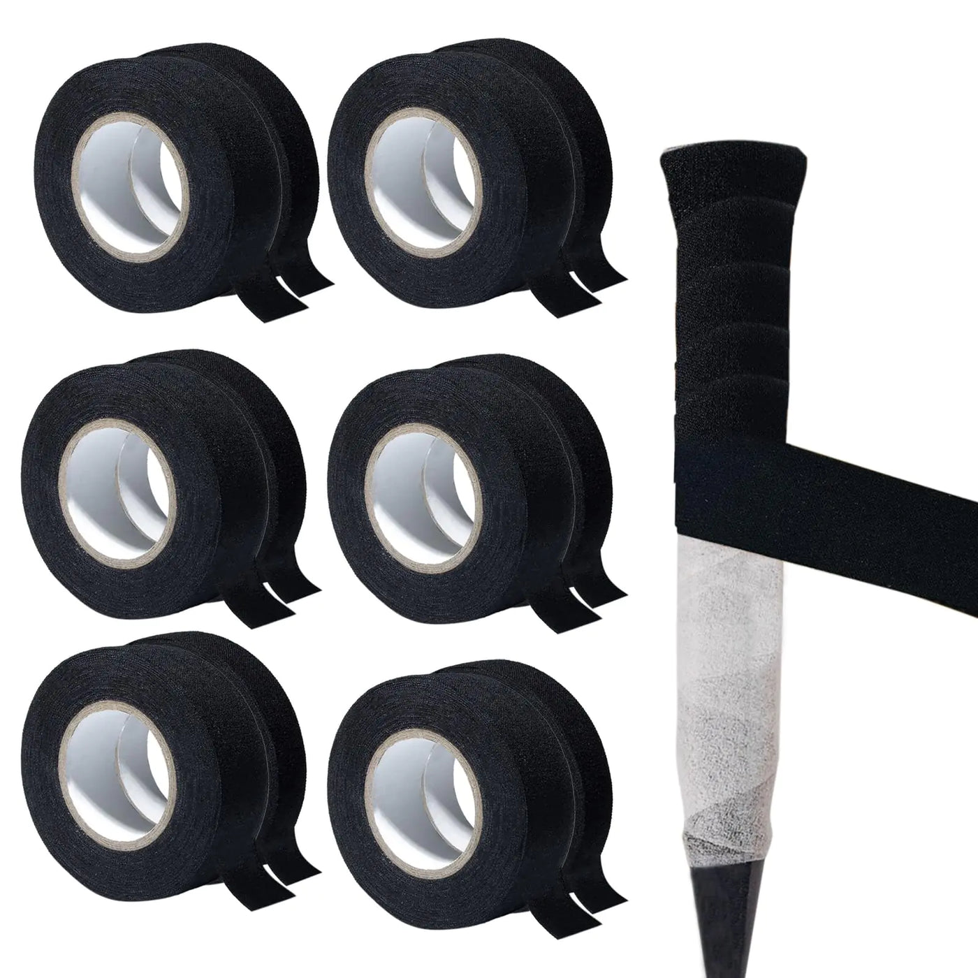 KOMPMP 12PCS Lacrosse Tape Hockey Tape - Adhesive Cotton Lacrosse Stick Tape Sweat-Absorbent Wear Resistant Hockey Stick Tape Non-slip Lacrosse Tape for Lacrosse Baseball Softball Bats (Black)
