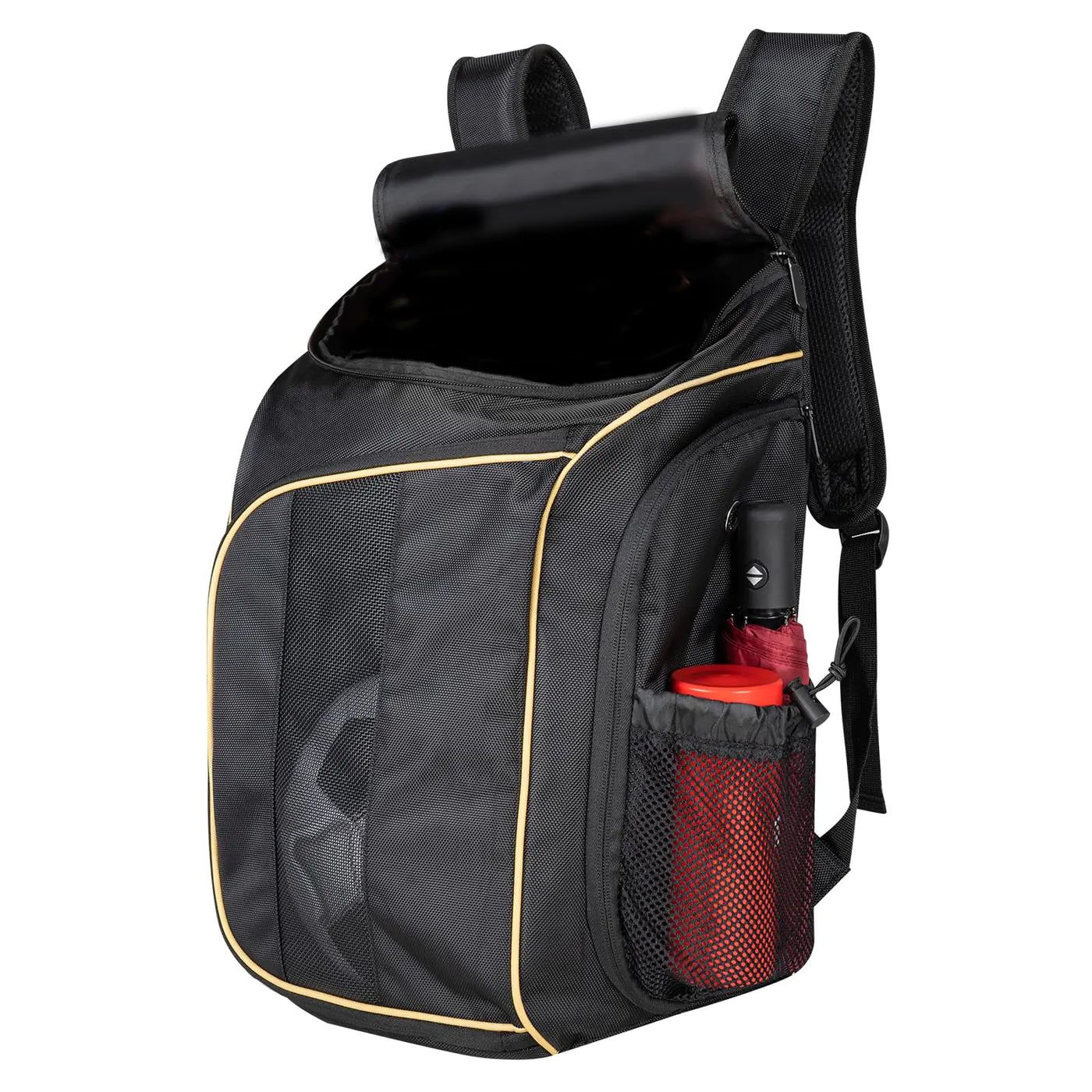 FULFUN Large Soccer Backpack Basketball Bags for SoccerBasketballVolleyball Includes Separate Shoes and Ball Compartment (Black)