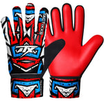 TACTIXXS Soccer Goalie GlovesGoalkeeper Gloves for KidsYouth 4mm Latex Palm Football Gloves for Kids with Double Wrist wrap Protection Super Grip (Red Size 5 Suitable for 9-12 Years)