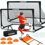Kids Soccer Goals for Backyard 2 of 6 x 4 ft Kids Soccer Goal Set Soccer Net with 10 Soccer Cones Agility Ladder & Carry Bag Portable Soccer Training Equipment Suitable Soccer Goal for Kids 1-15