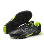 MiFeloo Kids Indoor Soccer Shoes Athletic Outdoor Turf Soccer Cleats Lace Up for Boys Girls Black/Green 5.5(M) US