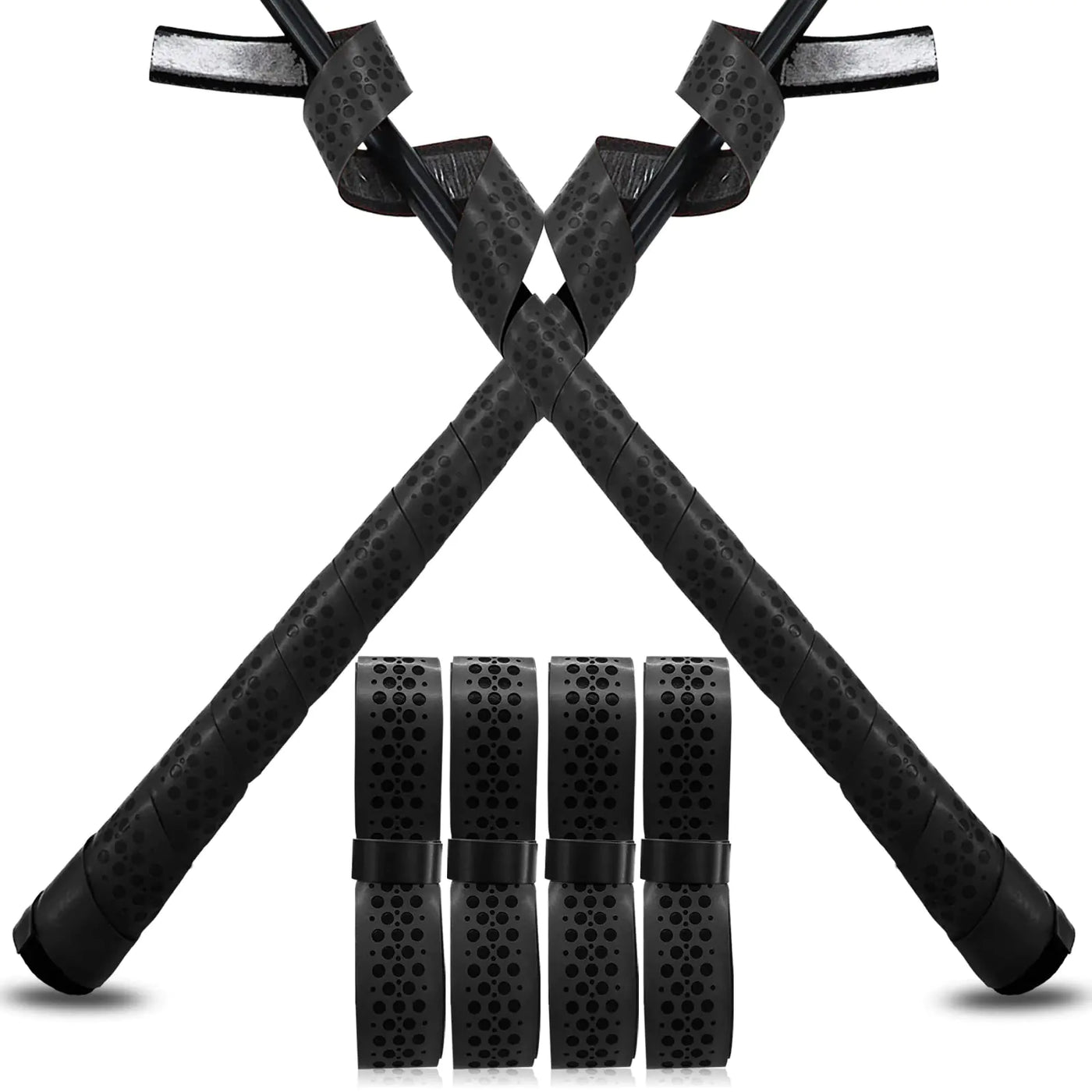 VEASAERS Bat Grip Tape Baseball Softball 2/4 Pack 40 inch 1.75mm Precut and Full Adhesive Back Pro Feel Soft Comfortable Tapes for Old Bats Handles (4 Pcs-Black Dot)