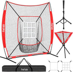 FITFIZZ 7x7 Ft Baseball Net Baseball & Softball Practice Net for Batting and Pitching Baseball Training Equipment with Ball Caddy Batting Tee Suitable for Personnel of All Skill Levels
