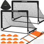 Kids Soccer Goals for Backyard Set 2 of 4 x 3 Soccer Training Equipment Pop Up Toddler Soccer Nets with 10 Soccer Cones Agility Ladder Soccer Set for Backyard for Kids Youth Outdoor Sports Games