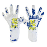QUICARD Soccer Goalkeeper Gloves Ultimate Grip Football Goalie Gloves with Size 6/7/8/9/10 Strong Receiver American Football for Men Boys Youth Adult Kids and Small Hands (C-White 7)