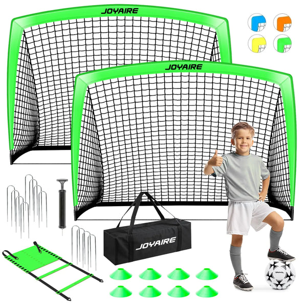 JOYAIRE Soccer Goals for Backyard Set Portable Kids Toddler Soccer Goal 2 of 6 x 4 Soccer Net Soccer Training Equipment with Size 4 Soccer Ball Carry Bag Youth Games Sports Outdoor Play(G)