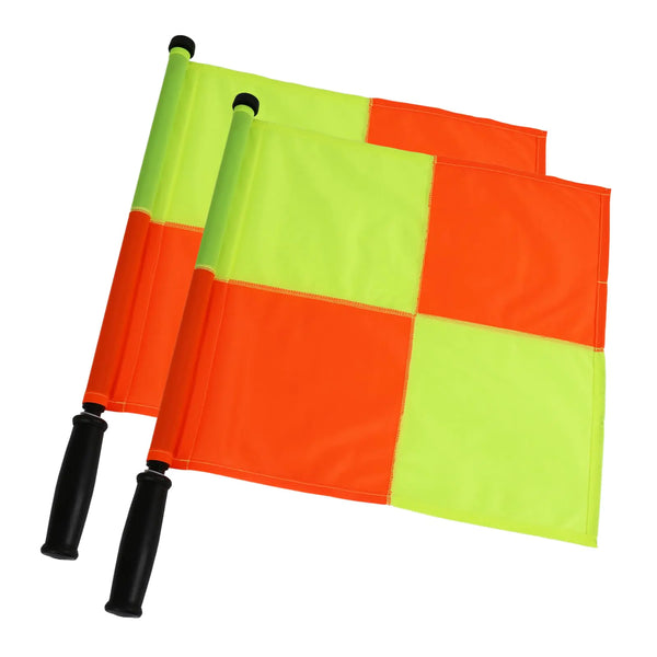 2PCS Soccer Referee Flag JAYO Professional Linesman Flag for Official Soccer Events Soccer Linesman Flag with PU Zipped Carrying Bag Waterproof Referee Flag Yellow and Orange Checkered Design