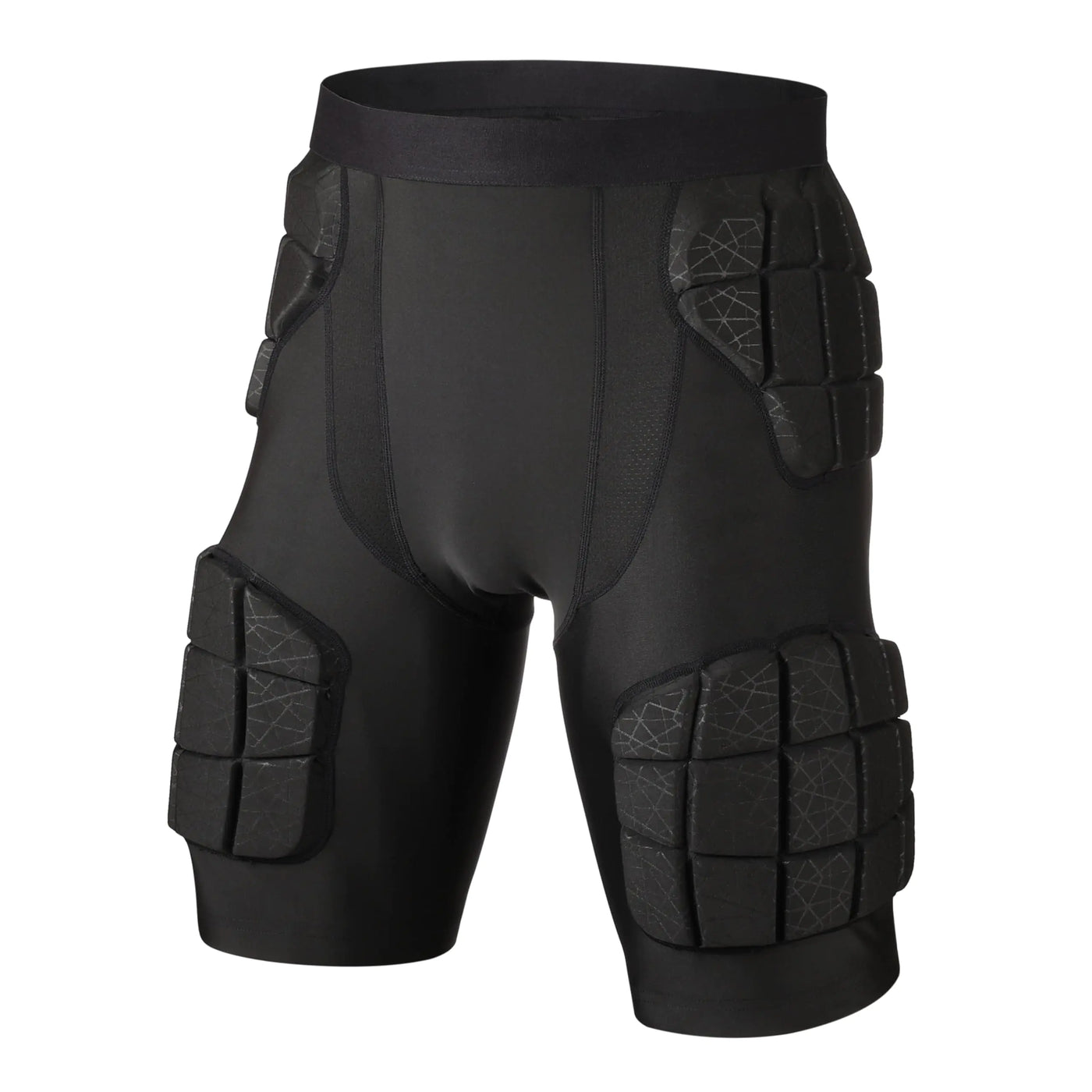 surlim 5-Pad Football Compression Girdle/Shorts Football Padded Shorts Football Girdle Hip and Thigh Protector (Black Medium)