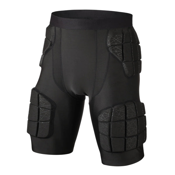 surlim 5-Pad Football Compression Girdle/Shorts Football Padded Shorts Football Girdle Hip and Thigh Protector (Black Medium)