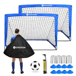 Soccer Goals for Backyard Portable Soccer Net Set of 2 4 x 3 Indoor Pop Up Soccer Goal Soccer Training Equipment with 8 Training Cones Carry Bag and Soccer Ball