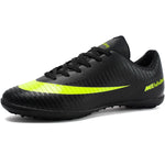 luluboy Mens TF Soccer Shoes Football Cleats Spikes Lace-Up Indoor Turf Sports Athletic Futsal Boots Black EU 39 US 7
