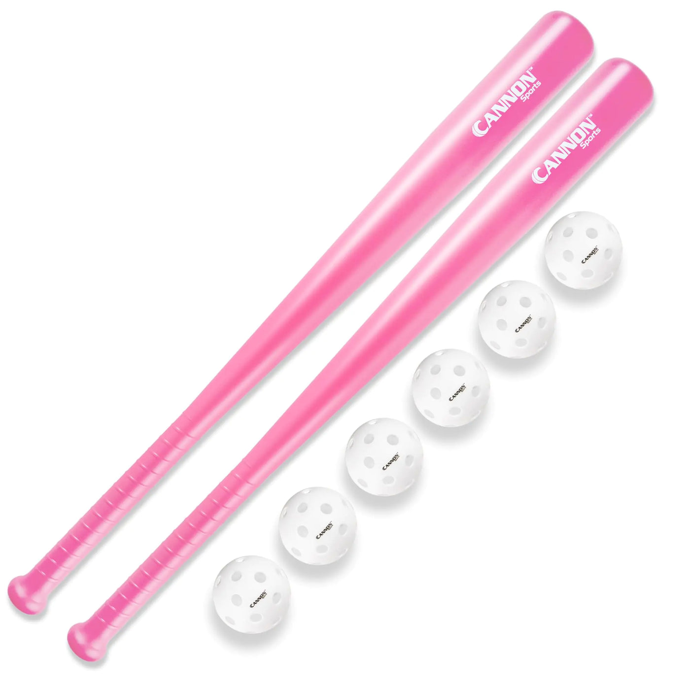 Plastic Baseball Set with Two Bats and 6 Balls (Pink)