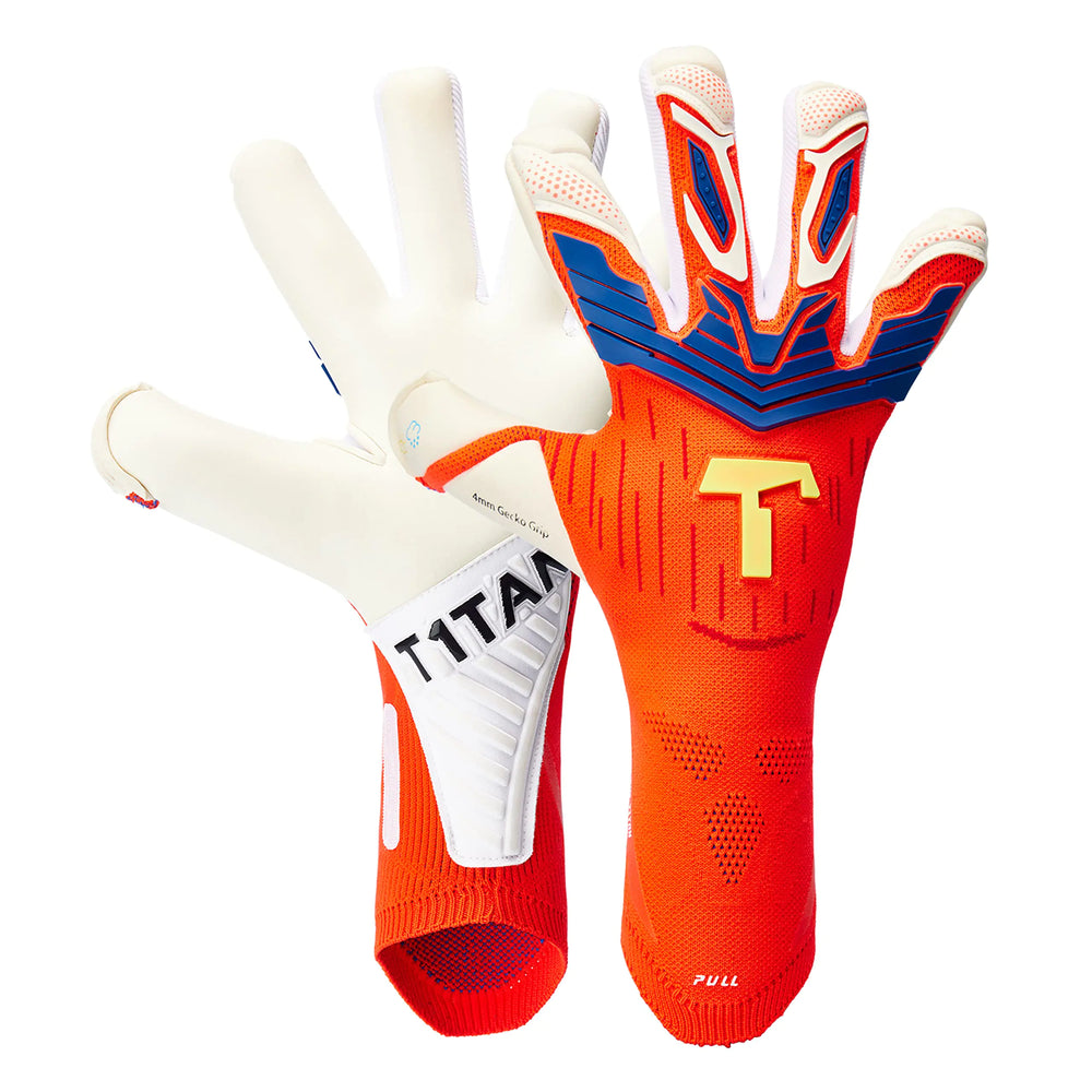 T1TAN Alien Gravity Red 2.0 - Soccer Goalie Gloves - Mixed Cut and 4mm Gecko Grip - Size 8