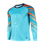 DRHOM Youth Boys Padded Protection Football Goalkeeper Jersey Long Sleeve Goalie Shirt Training Soccer Uniform (as1 Numeric Numeric_12 Regular Blue)