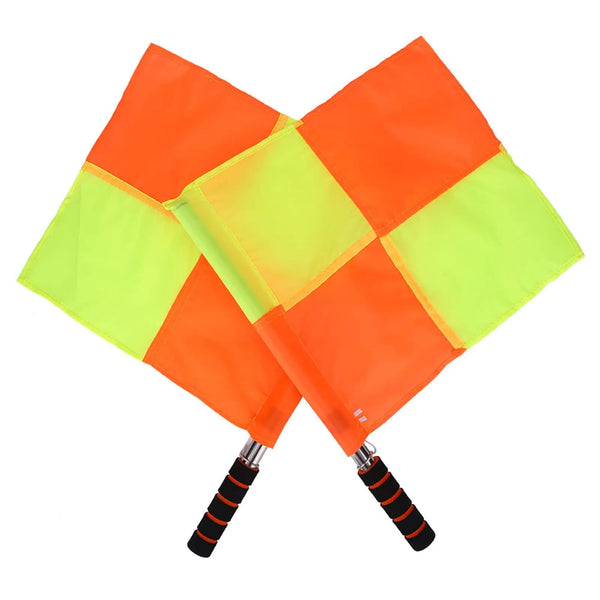 2 Pieces Referee Flag Linesman Flag with Steel Tube Flag for Soccer Referee Referee Soccer Flag with Storage Bag Accessories for Soccer Training Match