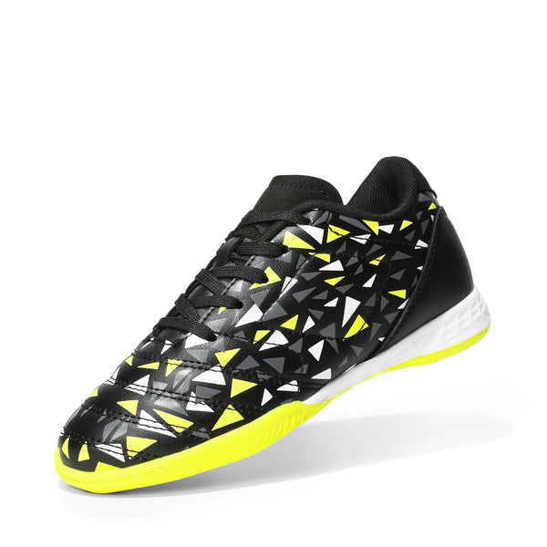 DREAM PAIRS Boys Girls Indoor Sneakers Lace Up Sport Athletic Casual IC Youth Futsal Football Soccer Shoes for Little/Big KidSize 2 Little KidBlack/NEON/GreenSDSO2412K