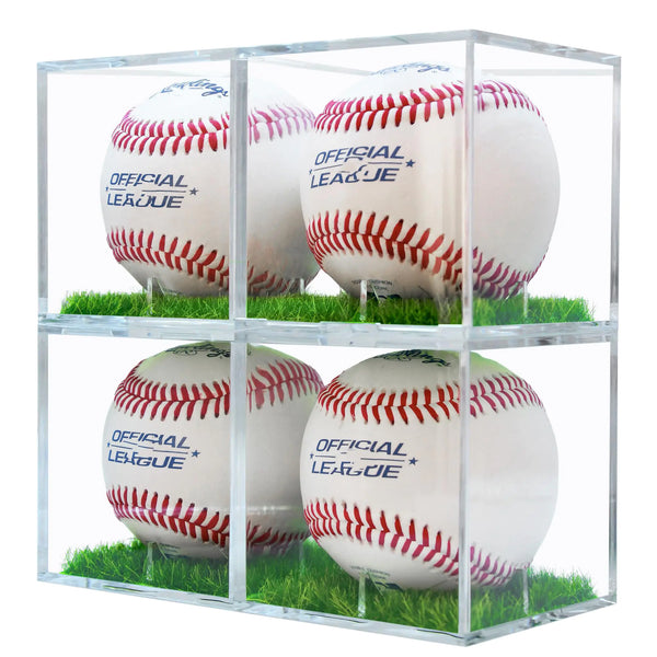 Fanslgeolsy Baseball Display Case UV Protected Acrylic Clear Baseball Holder Turf Baseball Stand Prevent Baseballs from Moving Fit for Official Size Baseball