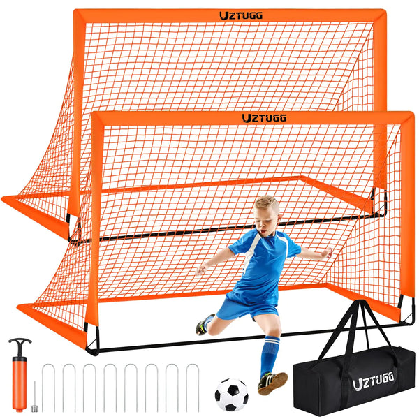 Soccer Goals for Backyard Soccer Goals Set with Soccer Ball and Ball Pump 2 Pack 6 x 4 Soccer Goal Training Equipment Portable Folding Youth Soccer Nets for Youth Toddler