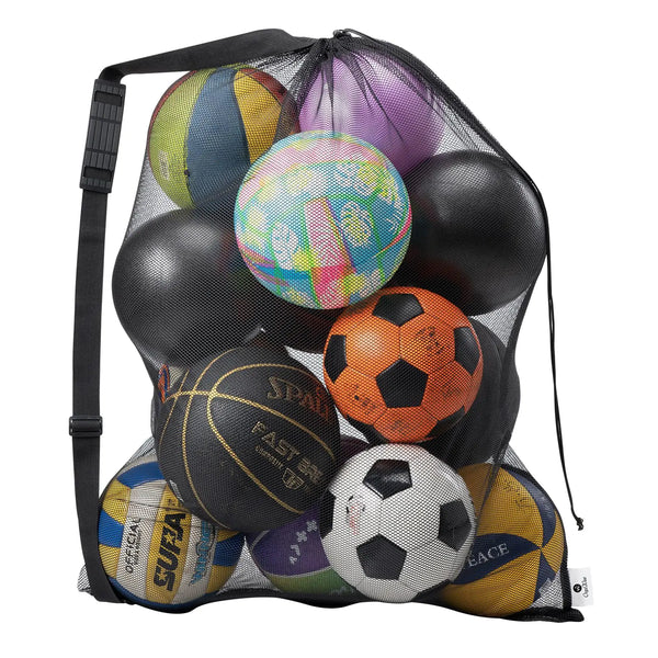 DoGeek Heavy Duty Soccer Ball Net Bag(12-14Balls) Basketball Mesh Ball Bag Soccer Ball Bags Mesh for Coaches Extra Large Mesh Drawstring Bags