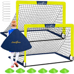 LIBERRWAY Soccer Goal 4x 3 Portable Kids Soccer Goals for Backyard or Indoor Pop Up Soccer Net with 6 Training Cones Carrying Bag 8 Ground Stakes 2 Set