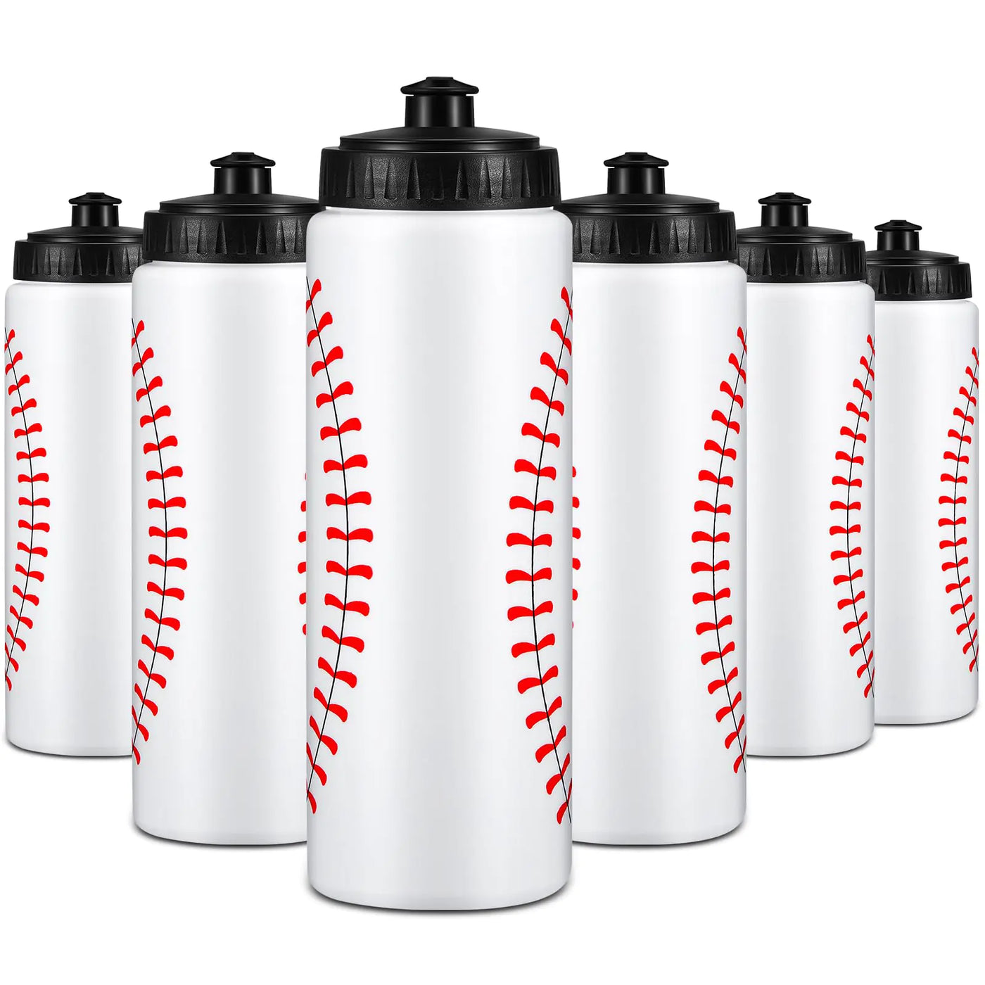 Yaomiao 24 Pcs Baseball Water Bottle Bulk Reusable Baseball Sports Bottle 20 oz Squeeze Water Bottles Baseball Accessories Gifts School Sports (Baseball)