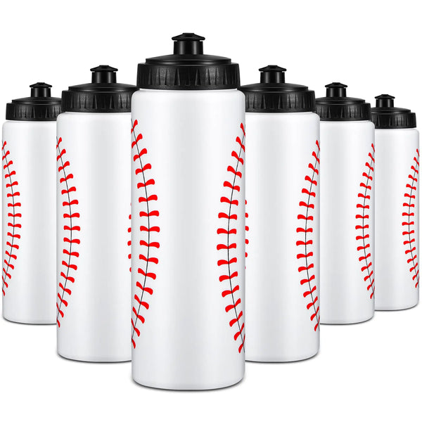 Yaomiao 24 Pcs Baseball Water Bottle Bulk Reusable Baseball Sports Bottle 20 oz Squeeze Water Bottles Baseball Accessories Gifts School Sports (Baseball)