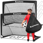 4x3 Portable Soccer Goal for KidsSoccer Goals Net for BackyardPop Up Soccer Goals with Carry BagFolding Soccer Goals for Youth Kids Outdoor/Indoor Games and Practices (2 Pack -Black)