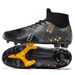 Yioiy Soccer Cleats Mens Training Football Cleats Shoes for Youth Tacos de Futbol para Hombre High-top Lightweight Big Boys Futsal Black/Gold/White Size 3 Men