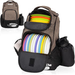 Negrew Disc Golf BagDurable Disc Golf Backpack Holds 25+ DiscsLightweight Frisbee Golf Bag with Mutiple PocketsDisc Golf Accessories(Disc Not Included) (Khaki)