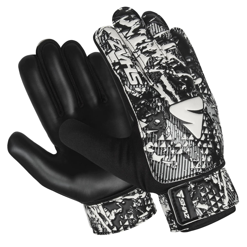 Shaz Soccer Goalkeeper Gloves for Kids Boys Children YouthFunky Football Goalie Gloves Anti Slip 4mm Latex Palm with Strong Grip & Double Wrist Protection (White Size 3 Suitable for 5-6 Years)