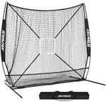 AOLIGEIJS 7X7 Baseball Softball Practice NetPitching NetBatting Netwith Large Ball Collection SystemBaseball Pitching Kit - Batter DummyBonus Strike Zone (Black Baseball Net ONLY)