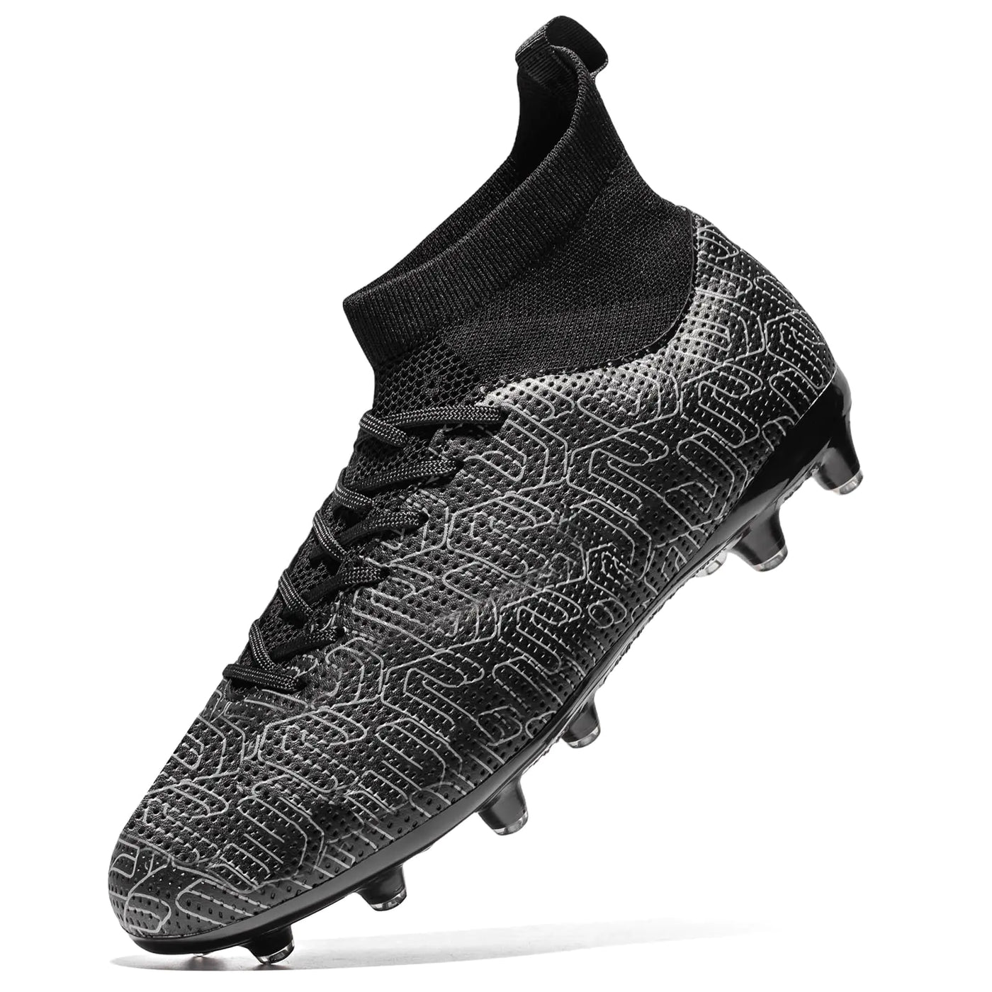 Boys Girls Soccer Cleats Outdoor High-Top Boys Football Cleats Lightweight Training Youth Soccer Shoes Tacos De Futbol para NiñosBlackBig Kid 3