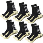 MIHAIR Mens Grip Soccer Socks Anti Slip Athletic Socks Non Slip Football Basketball Socks with Grip Pads 4pcs (6 Pairs black)