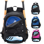 Rudmox Soccer Ball Bag Baseball Bat Backpack T-Ball & Softball Equipment Bag with Shoe Compartment & Fence Hook Holds Helmet Basketball Vollyball Gloves Shoes (Black)