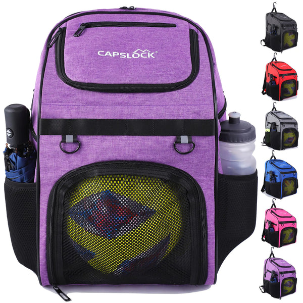 Youth Soccer Bag - Boys Girls Soccer Backpack & Bags for Basketball Volleyball & Football | Includes Separate Cleat and Ball Compartment and Convenient Fence Hook.
