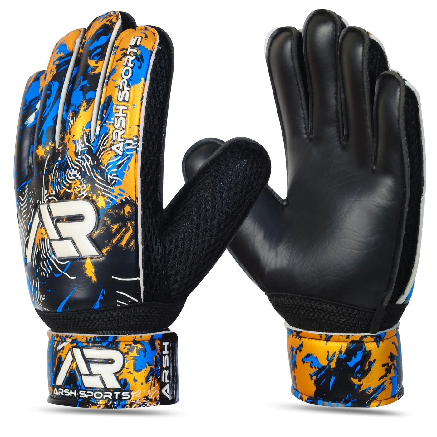 Arsh Sports Soccer Goalie Gloves Football Goalkeeper Gloves for Kids Youth & Adult Strong Grip Finger Save 4mm Latex Finger Spine Protection (Gold-Black Size 8 Suitable for Size M-L Adult)